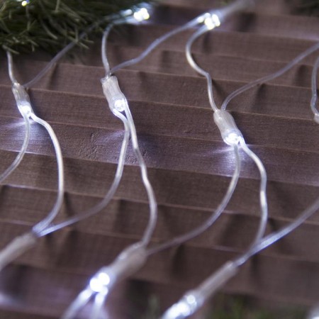 Garland "network" 2 × 1.5 m, IP44, UMS, transparent thread, 192 LED, white glow, 220 V-1