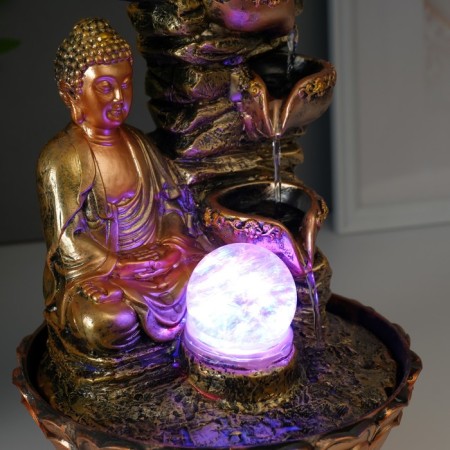 Table Polystone Foundation 220V "Buddha at a cliff with bowls" 30x21x21 cm-6