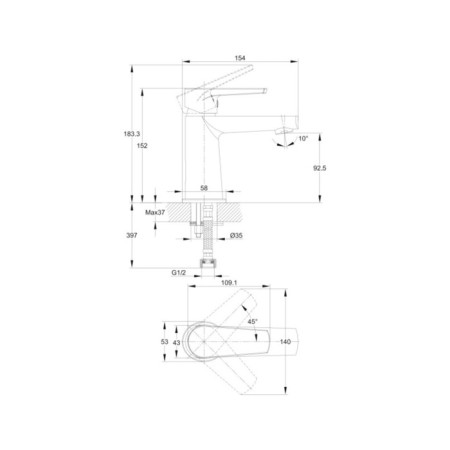 Cersanit Moduo sink mixer, one -rod, chrome-1
