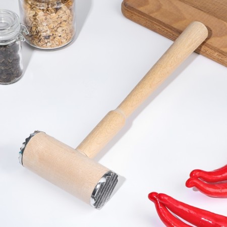 Wooden meat hammer with metal-3