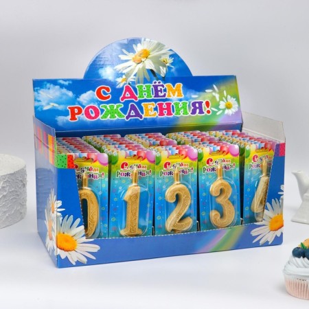 Show Box with candles for the cake numbers "Golden Disor" 10.2 cm, 50 pieces-4