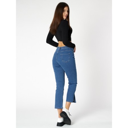 Women's cool jeans with a high -waist of blue, size 44-3
