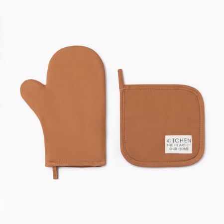 Kitchen kitchen kit, orange color, mittens of 18x29 cm, 19x19 cm tack-1