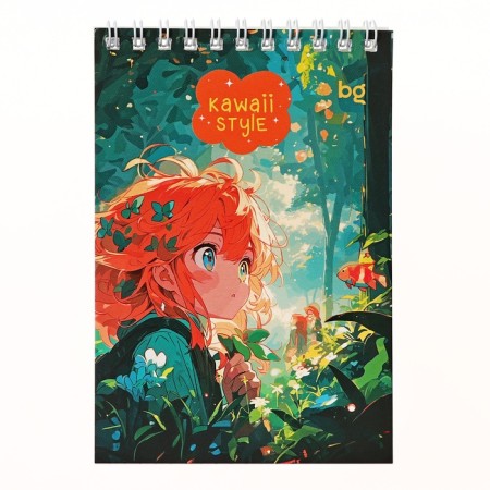 Notepad A6, 40 sheets in a cage, on an anime crest, cardboard cover, block 60g/m2, mix-1