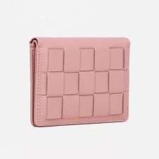 Women's wallet on the button, pink color