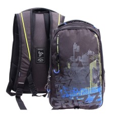 Youth backpack, 42 ​​x 31 x 22 cm, Grizzly 338, ergonomic back, laptop department, black/light green RU-338-1_1