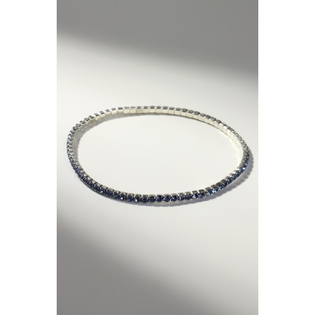 Bracelet "ice" 1 row, blue color in silver, 7 cm-1