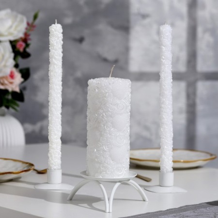 A set of wedding candles in the box "Rose", 27x2.2 cm, white, parental couple-1