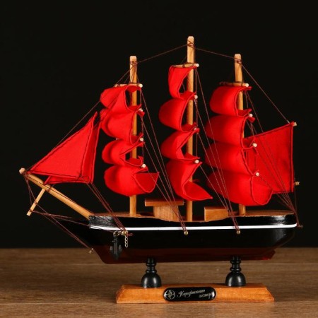 Souvenir small "Vostok" ship, black sides with a white strip, red sails, mix 22 × 5 × 21 cm-5