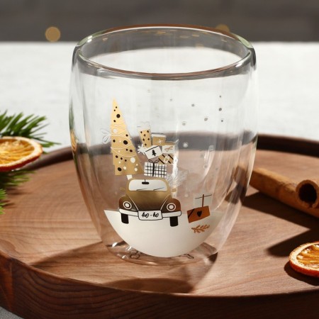 A glass with double walls "Miracles nearby", 300 ml-1