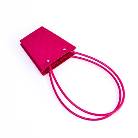 Bag for flowers embossed raspberry moisture-resistant, 12x12-8x8-12.5 cm-2