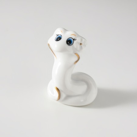 Souvenir Ceramics "Snake with Flower" with gold 2.7x4x6 cm-4