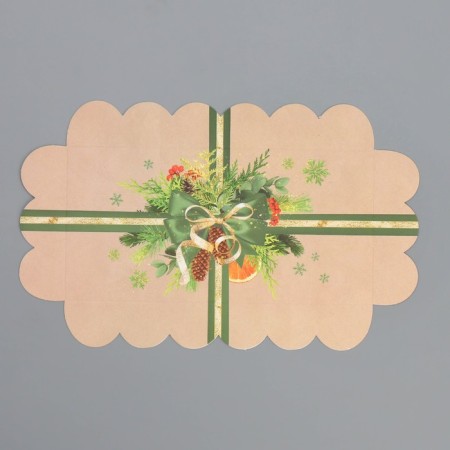 Box for confectionery products with PVC lid "Mandarins and needles", 10.5 x 21 x 3 cm, New Year-6