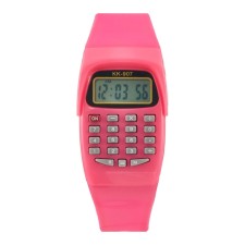 Watch of Electronic nursery, with a calculator, silicone strap, L-21 cm, pink
