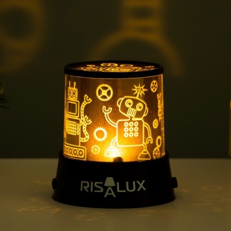 Night Projector "Robots" LED USB/from Black batteries 10.8x10.8x1.5 cm Risalux-3