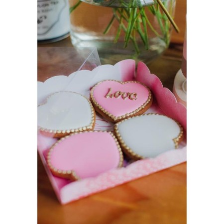Cookie box, confectionery packaging with PVC lid, Happy Time, 15 x 15 x 3 cm-4