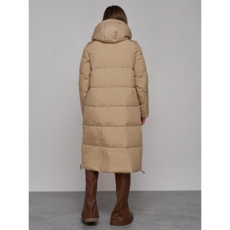 Coat insulated winter female, size 44, color light brown-3