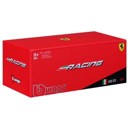 Racing machine BBURAGO Ferrari 488 GTE 2017, DIE-CAST, 1:43, Red color-10