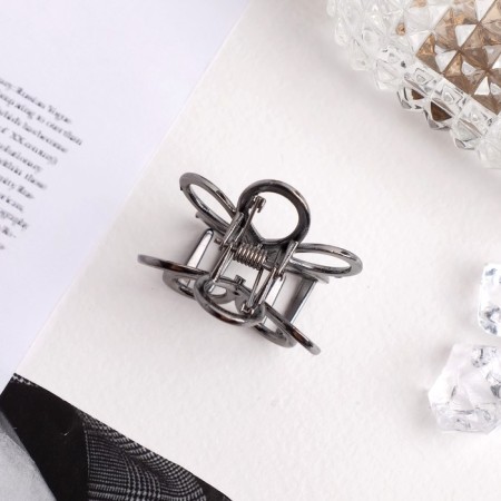 Hair crab "Liberty" Flower, 4 cm, dark silver-1