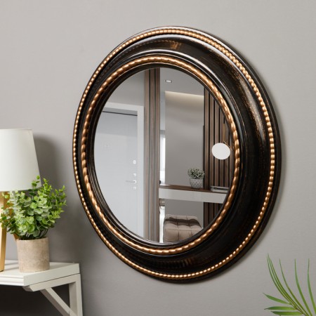 Interior, wall mirror, d = 60 cm, black with bronze