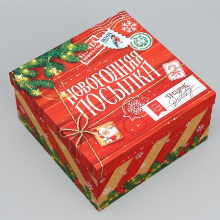 Gift Box "New Year's Parcel", 26.2 x 26.2 x 14 cm, New Year-1