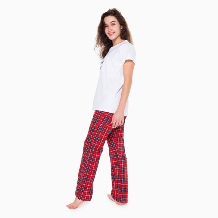 Home female kit “Good Morning” (T -shirt/Pants), white/red color, size 50-4