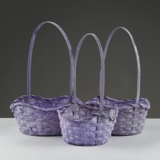 Camping of baskets, 19x7.5x9.5/31 cm, 22x9x11/34 cm, 24x9x11.5/35 cm, 3 pcs, purple, bamboo