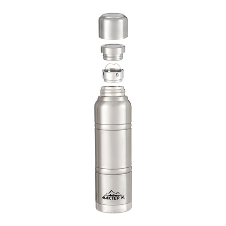 Thermos, 1.5 l, Warm master K., with a mug, with a strain, retains heat 24h, chrome, a case as a gift-1