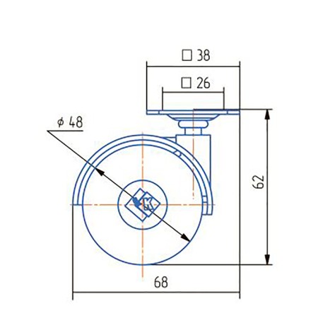 Furniture wheel OK 1 m/x (OKP50M/x), D = 50 mm, black-1