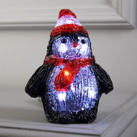 Penguin LED figure 12 × 15 × 9 cm, acrylic, 6 LED, AAX2 batteries (not in the kit), white glow