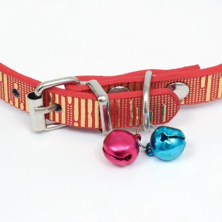 Collar "shiny strip", artificial leather, 31 x 1 cm, mix of flowers-2