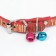 Collar "shiny strip", artificial leather, 31 x 1 cm, mix of flowers