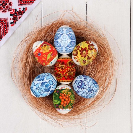Easter heat -shaped film "Hochloma and Gzhel" for 7 eggs