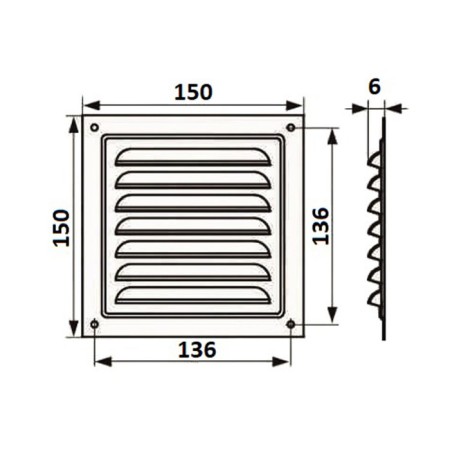 Ventilation grate Zein Lux RM1515KR, 150 x 150 mm, with a grid, metal, brown-6