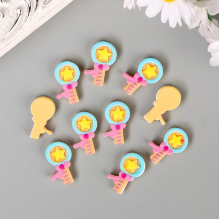 Decor for creativity plastic "Lollipop with asterisk" set of 10 pcs 2.3x1.5 cm-2