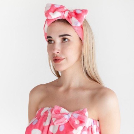 Set for a bathhouse and bathroom Ethel "Hearts" towel-Pareo 75*120 cm+bandage-1