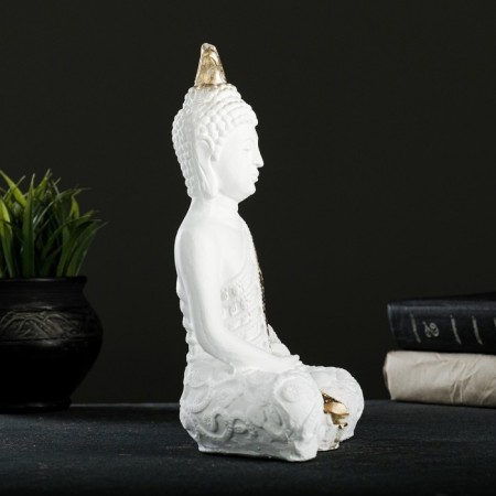 Figure "Buddha Small" 16x9x23cm white-gold-3