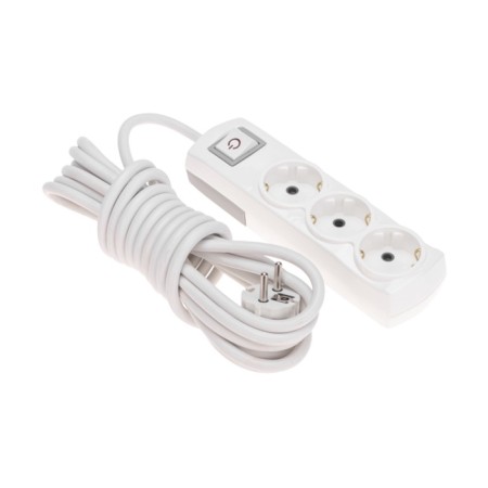 Extension cord Premium 3 nests, 5m, 3x1.5mm², s/h, with a switch, white rexant