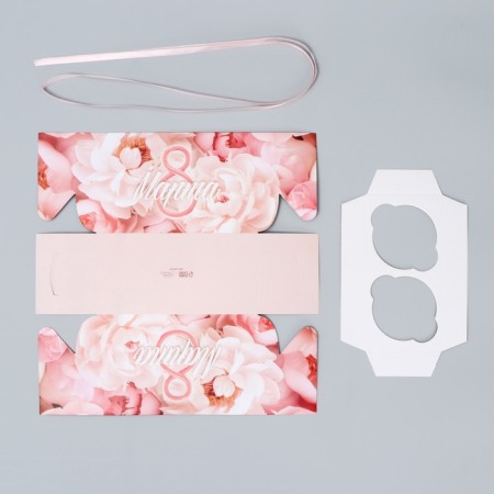 Capcake box, confectionery packaging, 2 cells "Pionois", March 8, 16 x 8 x 10 cm-3