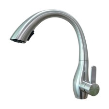 Fashun A56016 kitchen mixer, single -leaf, with sliding watering can, stainless steel, satin