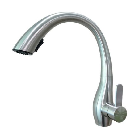 Fashun A56016 kitchen mixer, single -leaf, with sliding watering can, stainless steel, satin