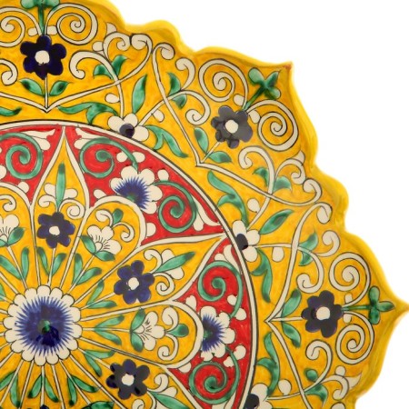 Largan Rishtan ceramics "Flowers", 31 cm, yellow mix, corrugated-19