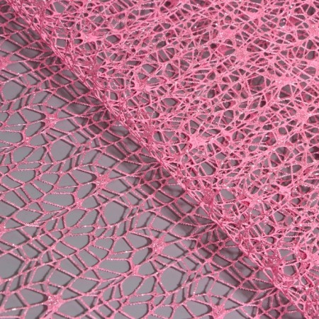 Flower packaging "Spider Web with glitter" pink, 48 cm x 4.5 m-2