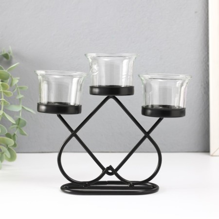 Summary metal, glass for 3 candles "peak" d = 5 cm black 19x6x16.5 cm-1