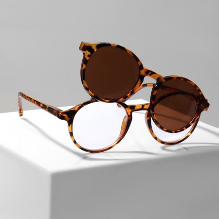 Glasses with a clipon (Clip-on) GA0414 (Color: C1 Leopard; Diopter: +1; Toning: Brown)-1