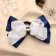 Hair elastic band "Schoolgirl" bow buckle and lace, 12 cm, white and blue