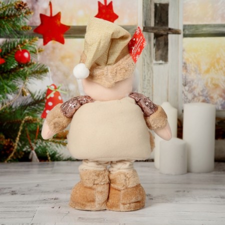Soft toy "Santa Claus in sequins" stands, 15x41 cm (folded 30 cm), brown-3