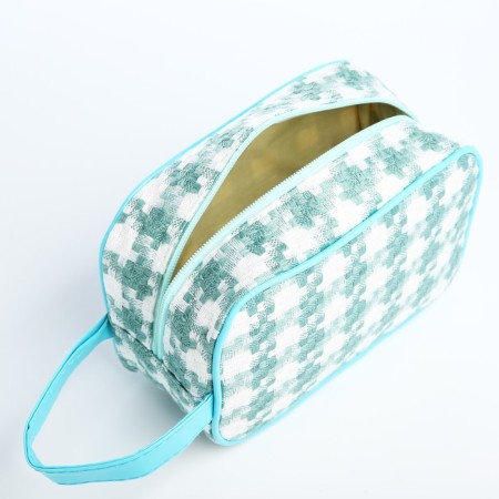 Cosmetic bag with lightning, white/green color-2