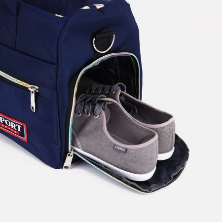 Sports bag with zipper, shoes, long belt, blue color-2