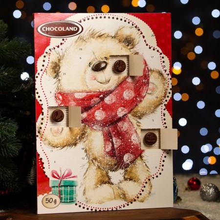 Advent calendar with mini tiles made of milk chocolate "Bear" Assorted, 50 g-1